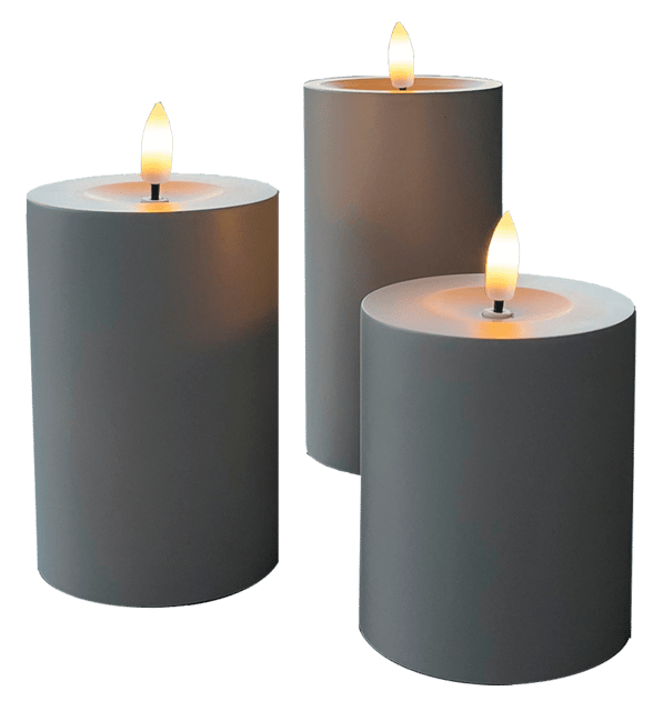 Kubbelys med 3D flamme 3pk. IP44 taupe 2