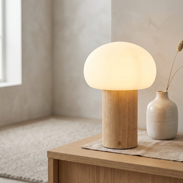 Nara LED oppladbar bordlampe 26cm natur 1