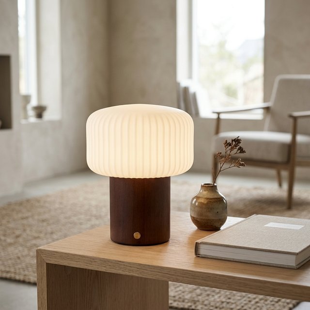 Liara LED oppladbar bordlampe 19,5cm brun 1
