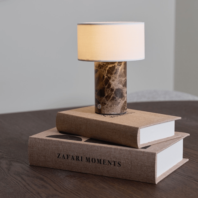Tingeling marble LED oppladbar bordlampe 20cm brun 1