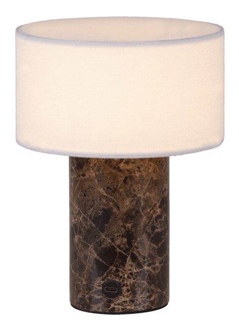 Tingeling marble LED oppladbar bordlampe 20cm brun 3