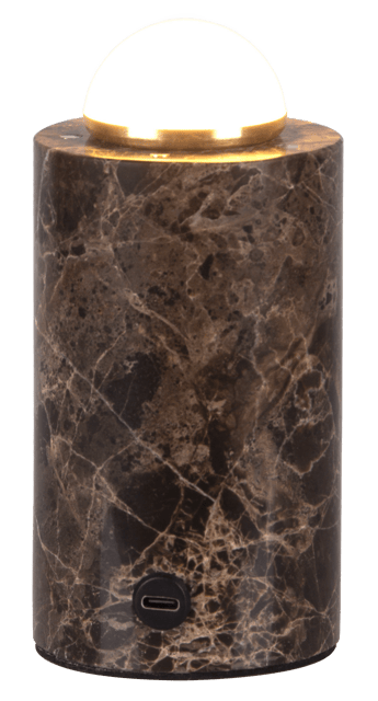 Tingeling marble LED oppladbar bordlampe 20cm brun 2
