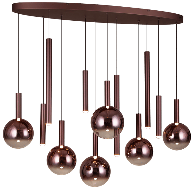 Serena taklampe oval rondell 12lys 120cm brun 3