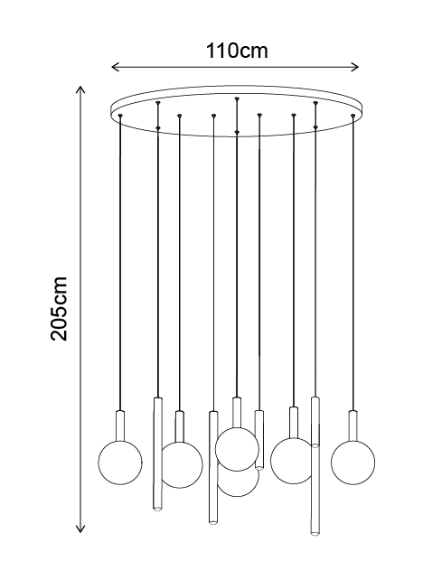 Serena taklampe oval rondell 12lys 120cm brun , bilde 6 av 11