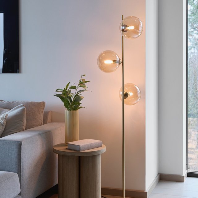 Cobe II gulvlampe 3lys 150cm messing/amber 2