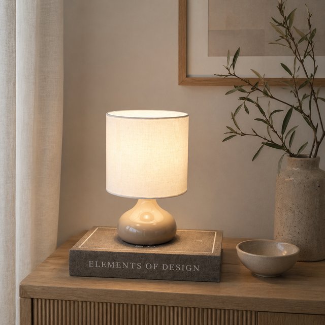Thilde bordlampe med skjerm 24,5cm beige , bilde 1 av 5