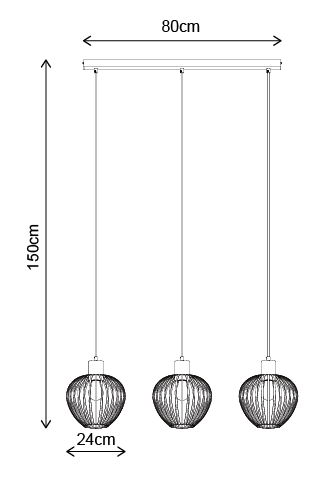 Keliz taklampe rekke 3lys 80cm coffee , bilde 8 av 8