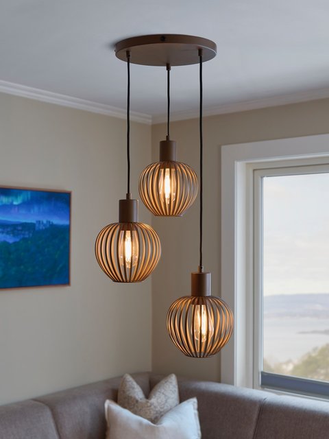 Keliz taklampe rondell 3lys 30cm coffee 3