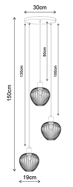 Keliz taklampe rondell 3lys 30cm coffee, bilde 9 av 9