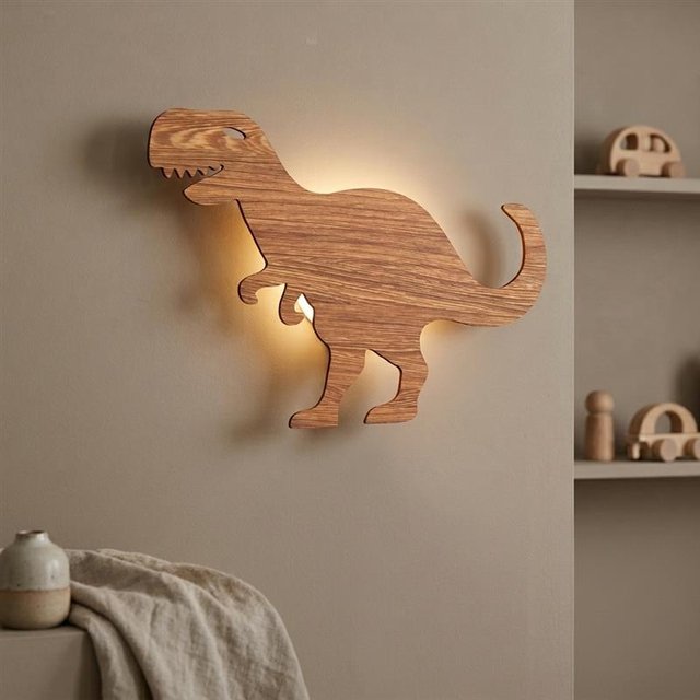 Rex Dinosaur LED vegglampe 33cm brun 1