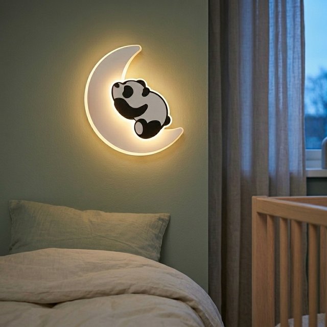 Panda sovende LED vegglampe 25cm hvit 1