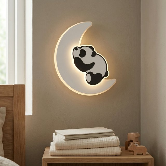 Panda sovende LED vegglampe 25cm hvit 2