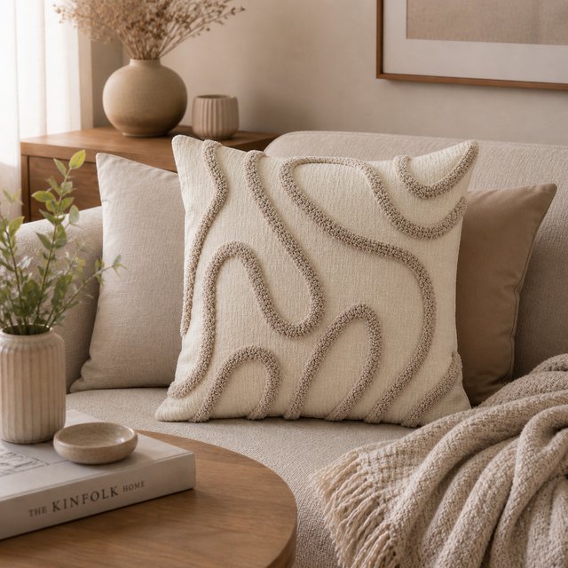 Putetrekk mønster 45cm beige 1