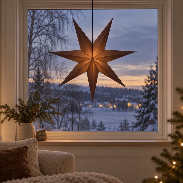 Linn adventstjerne u/ledning 70cm brun 1