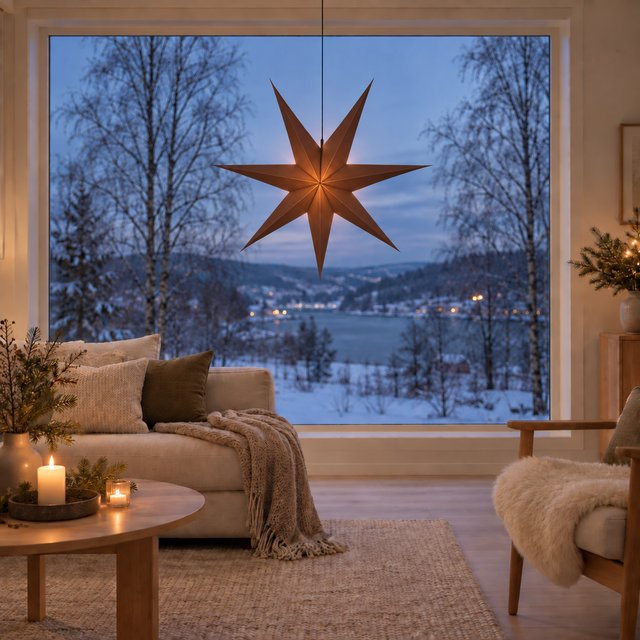Linn adventstjerne u/ledning 100cm brun 1