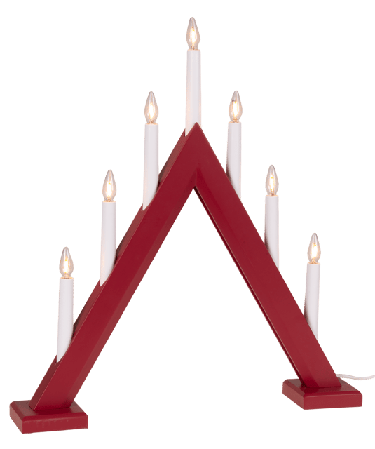 Nordisk adventstake 7lys 47cm rød 2