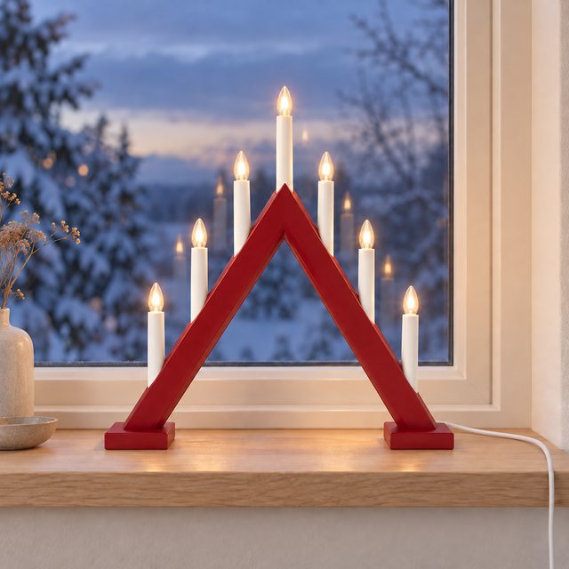 Nordisk adventstake 7lys 47cm rød 1
