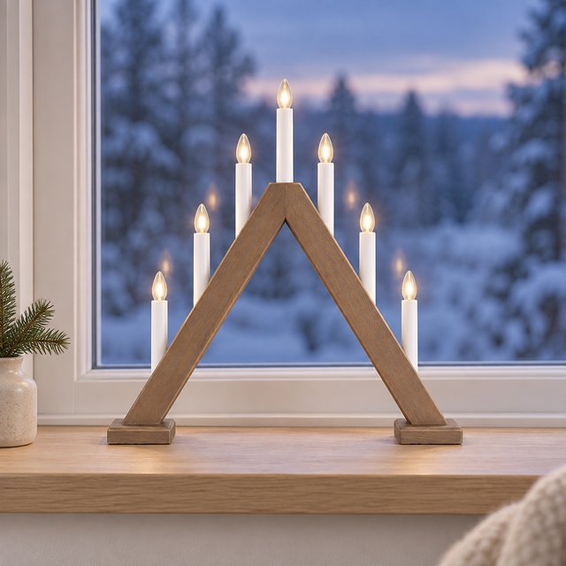 Adventstake 7lys 49cm natur 1