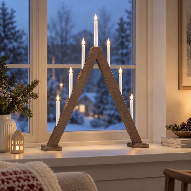 Adventstake 7lys 80cm valnøtt 1