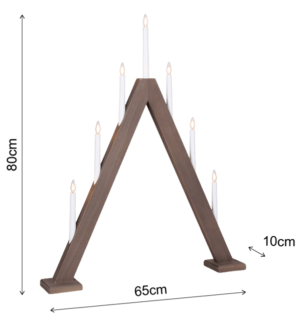 Adventstake 7lys 80cm valnøtt, bilde 7 av 7