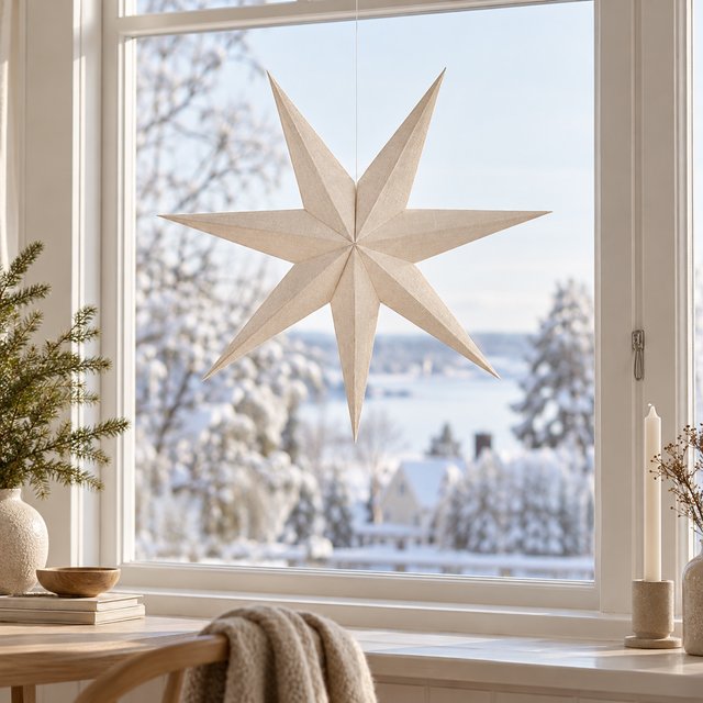 Linn adventstjerne u/ledning 70cm lin , bilde 1 av 5