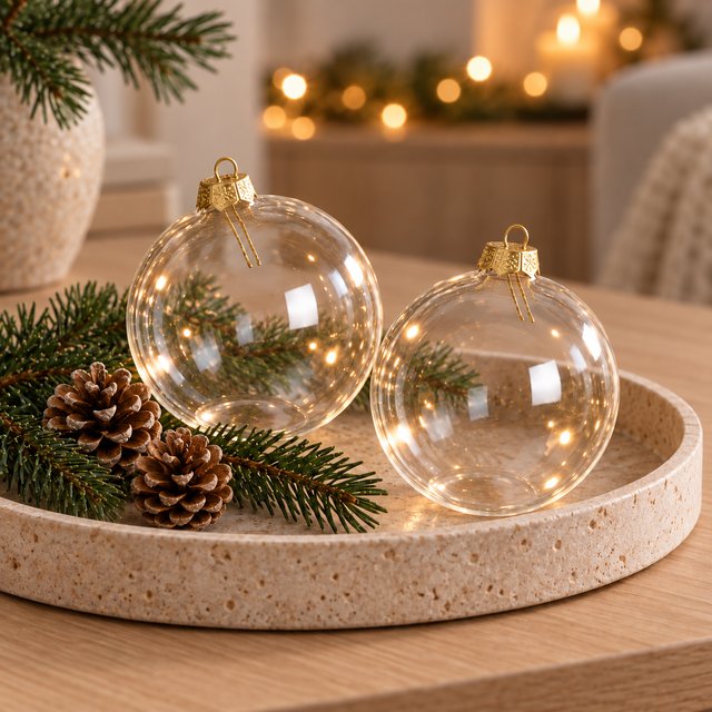 Julekule dekorasjon 2pk. klar 1