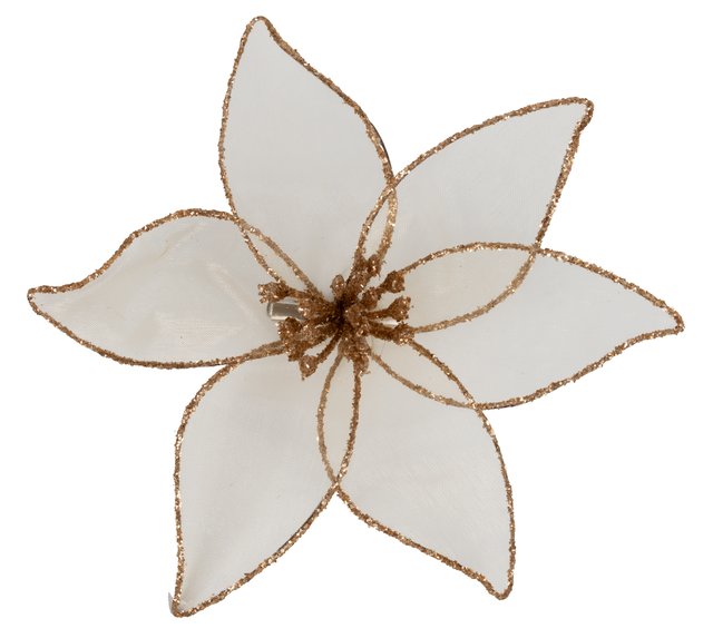 Dekorblomst 3pk. 20cm gull 2