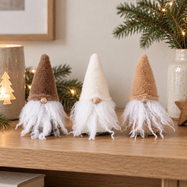 Små nisser 3pk. beige 1