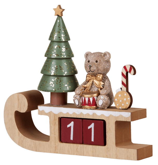 Adventskalender slede rød 15,5cm, bilde 4 av 5