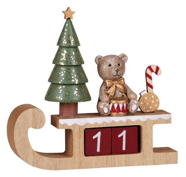 Adventskalender slede rød 15,5cm, bilde 2 av 5