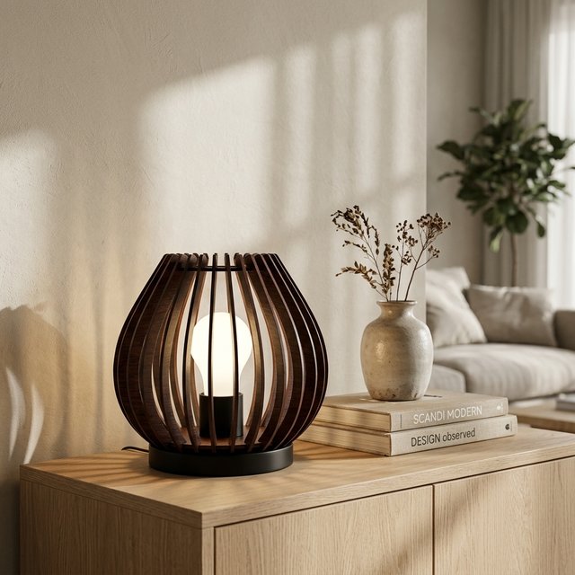 Daniella bordlampe 18,8cm valnøtt  1