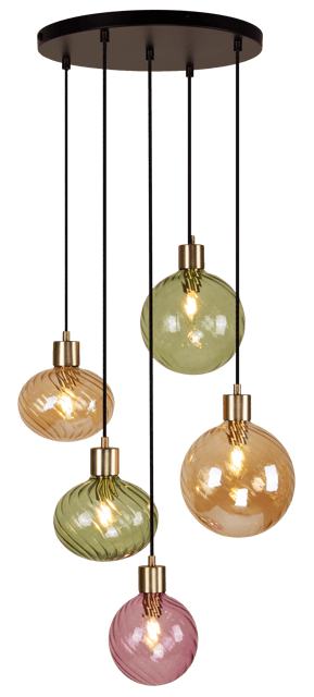 Elara taklampe rondell 5lys 40cm flerfarget, bilde 5 av 12