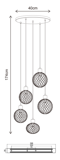 Elara taklampe rondell 5lys 40cm flerfarget, bilde 12 av 12