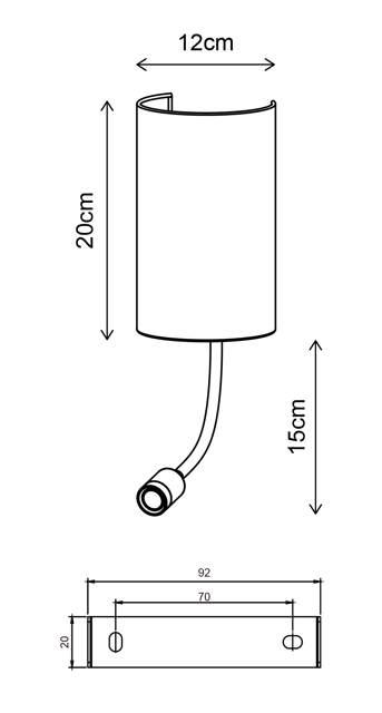 Elma LED vegglampe med lesearm 12cm grå , bilde 5 av 5