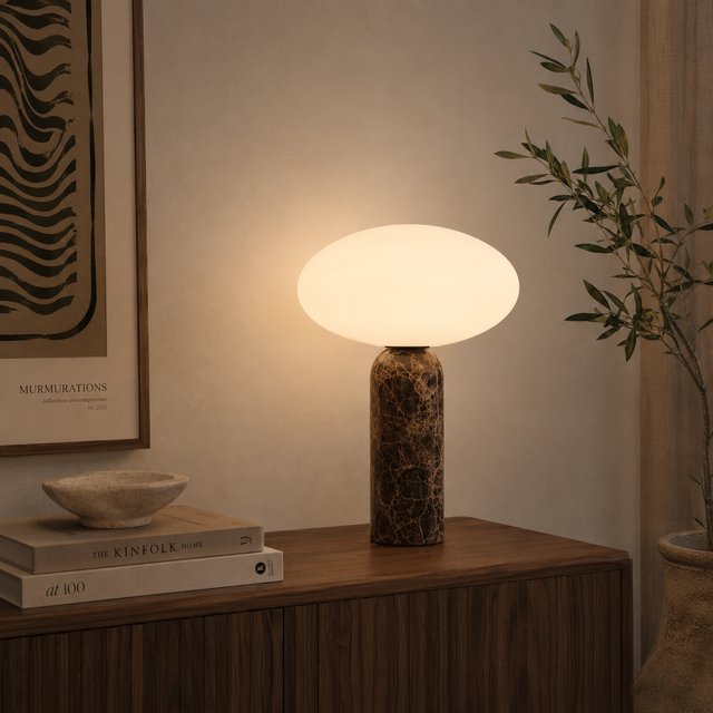 Bianca bordlampe marmor 32cm brun