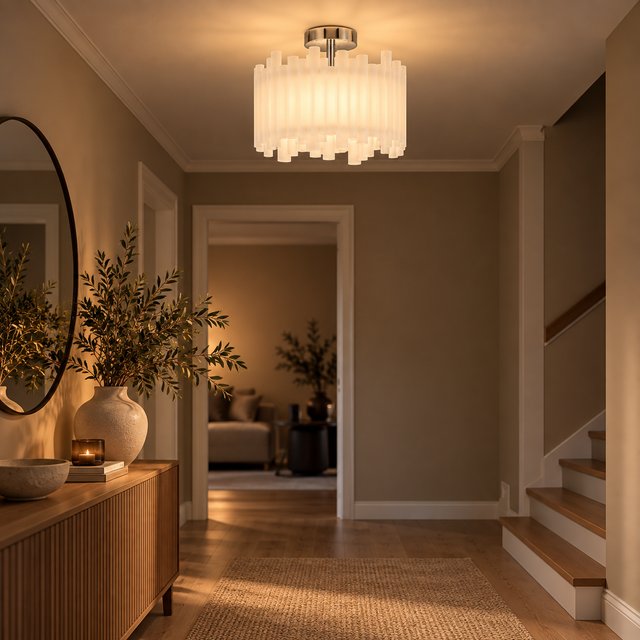 Venice slim plafond taklampe 45cm hvit/krom 1