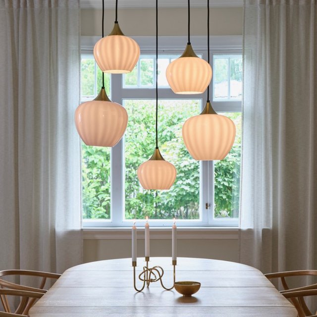 Carmen taklampe rondell 5lys 70cm messing/opal 1