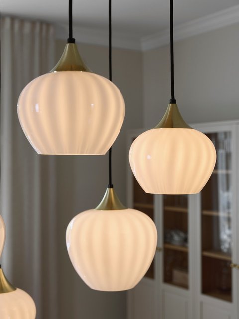 Carmen taklampe rondell 5lys 70cm messing/opal 3