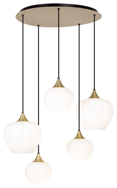 Carmen taklampe rondell 5lys 70cm messing/opal, bilde 5 av 10