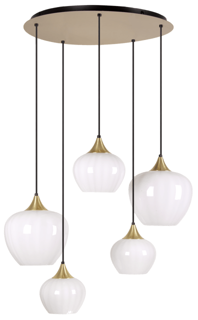 Carmen taklampe rondell 5lys 70cm messing/opal, bilde 7 av 10