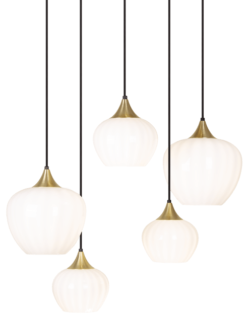 Carmen taklampe rondell 5lys 70cm messing/opal, bilde 6 av 10