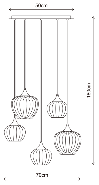 Carmen taklampe rondell 5lys 70cm messing/opal, bilde 10 av 10