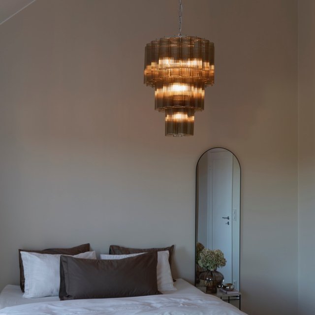 Venice taklampe lysekrone 50cm brun