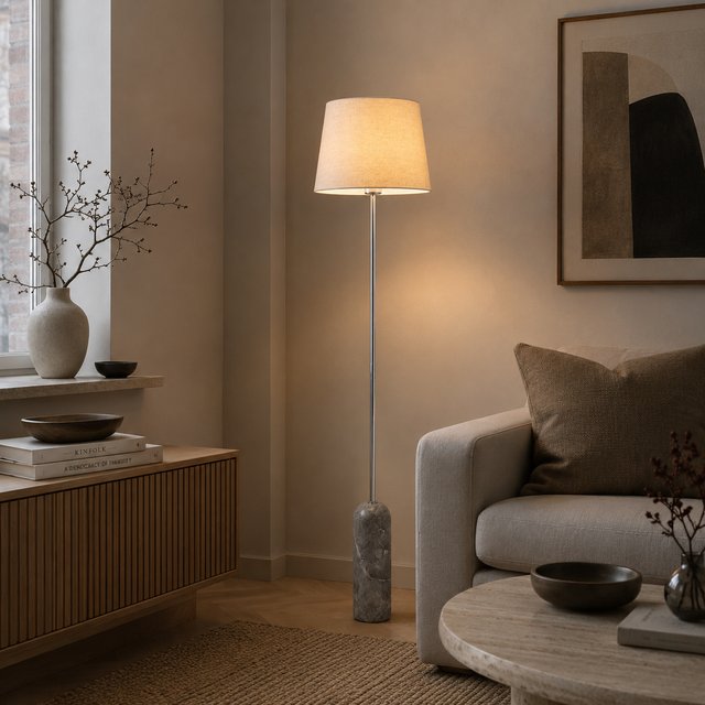 Linea gulvlampe uten skjerm 140cm krom/grå 1
