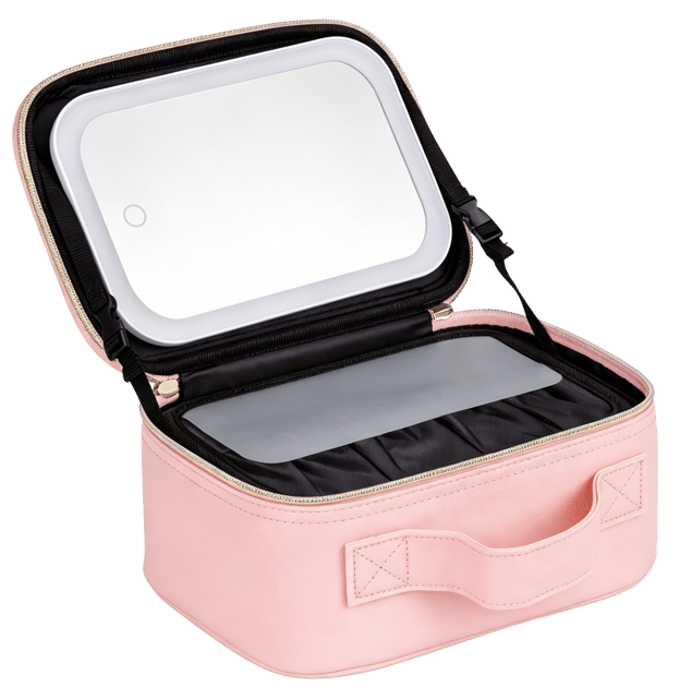 Pink sminkeveske med speil  2
