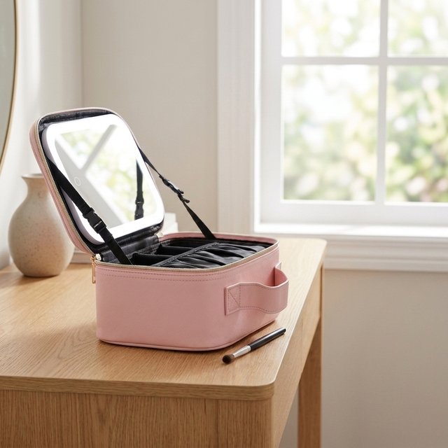 Pink sminkeveske med speil  1
