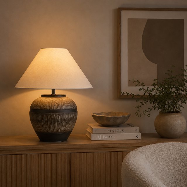 Eira bordlampe med skjerm 58cm brun/hvit 1