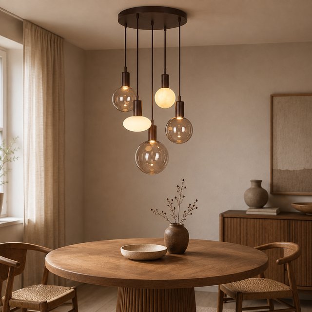 Alva taklampe rondell 5lys 40cm brun 3