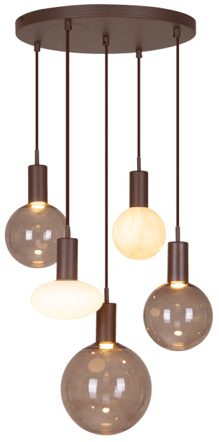 Alva taklampe rondell 5lys 40cm brun 4