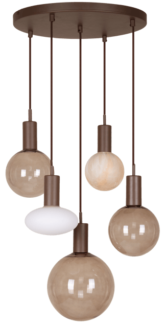 Alva taklampe rondell 5lys 40cm brun, bilde 5 av 10